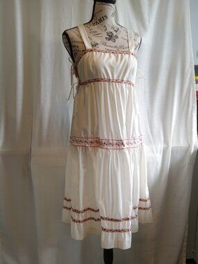 Vintage 1970s Joseph Ribkoff white cotton tiered prairie dress size 13